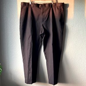 David Taylor Brown Flat Front Comfort Waist Wrinkle Free Classic Fit Pants 44/30